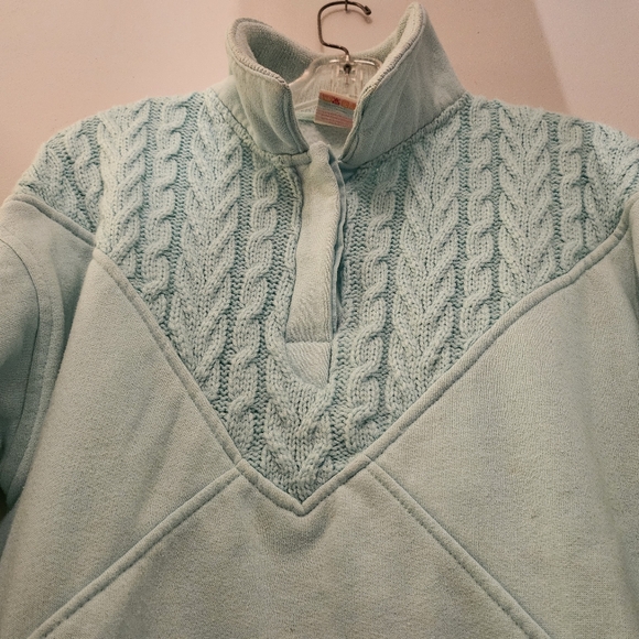 Vintage Lady Footlocker Light Turquoise Half Zip Sweater | Size Medium - Picture 5 of 10